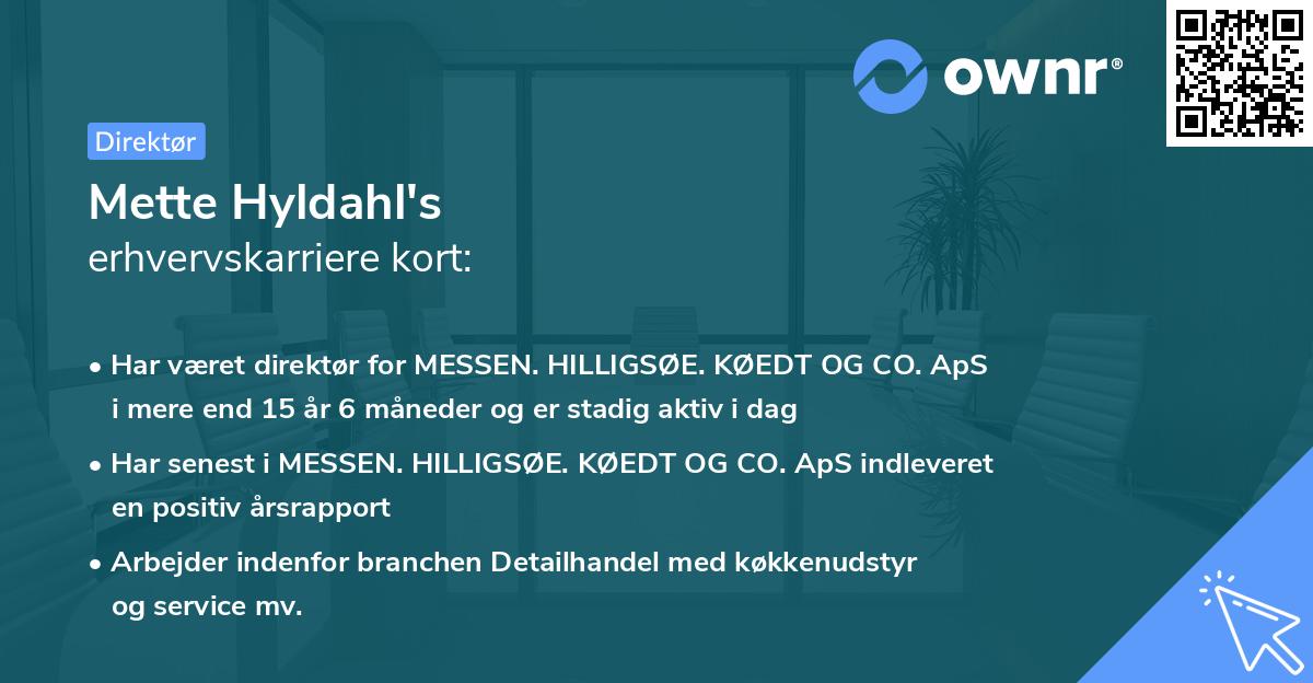 Mette Hyldahl's erhvervskarriere kort