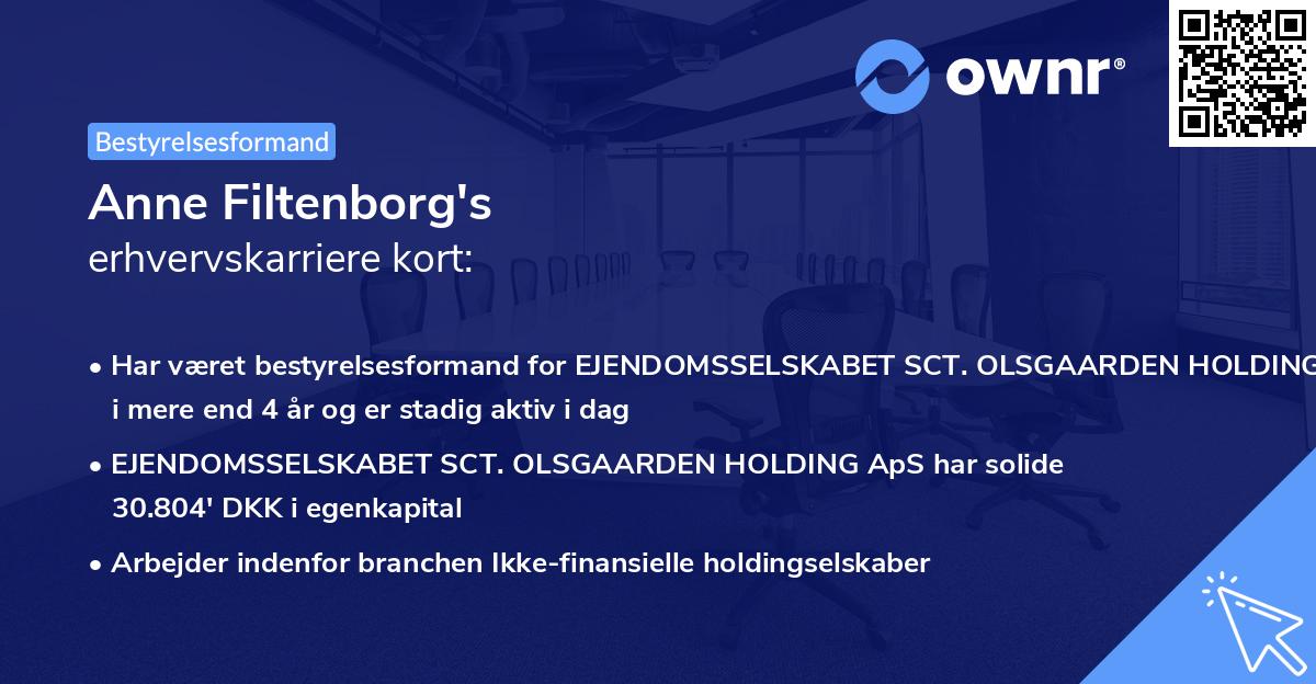 Anne Filtenborg's erhvervskarriere kort