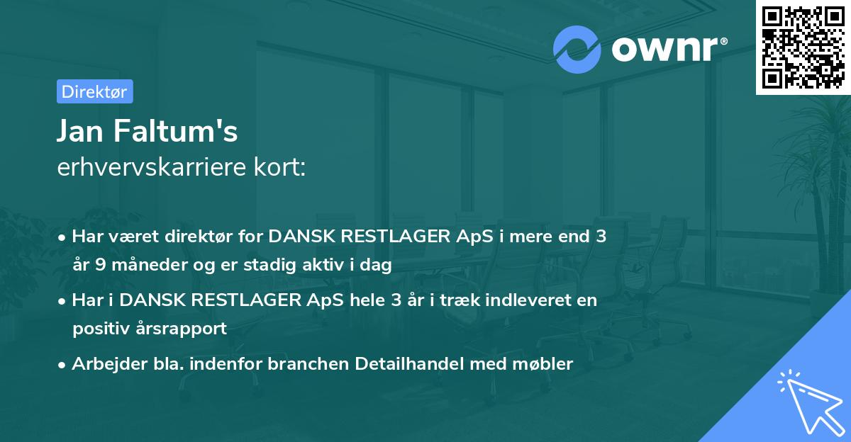 Jan Faltum's erhvervskarriere kort