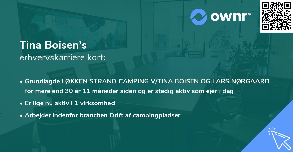 Tina Boisen's erhvervskarriere kort