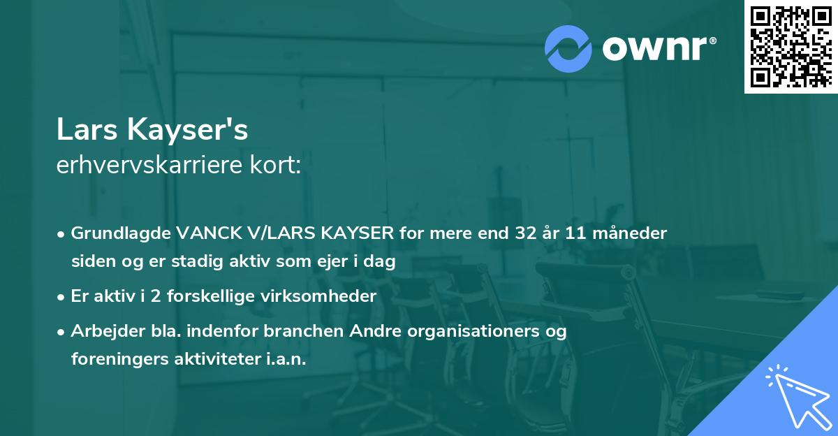 Lars Kayser's erhvervskarriere kort