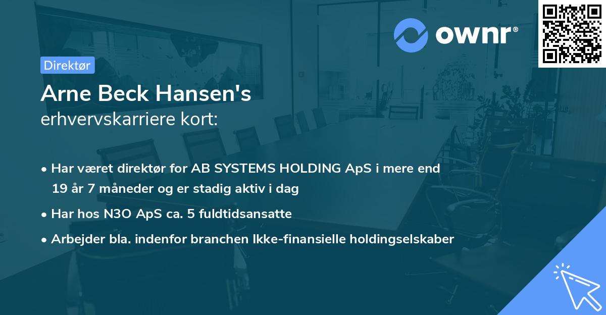 Arne Beck Hansen's erhvervskarriere kort