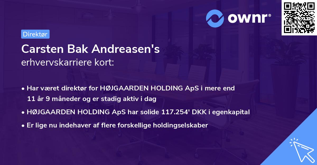 Carsten Bak Andreasen's erhvervskarriere kort