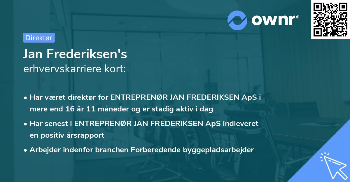 Jan Frederiksen's erhvervskarriere kort