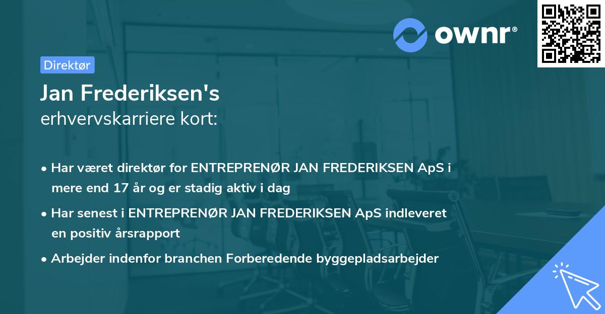 Jan Frederiksen's erhvervskarriere kort