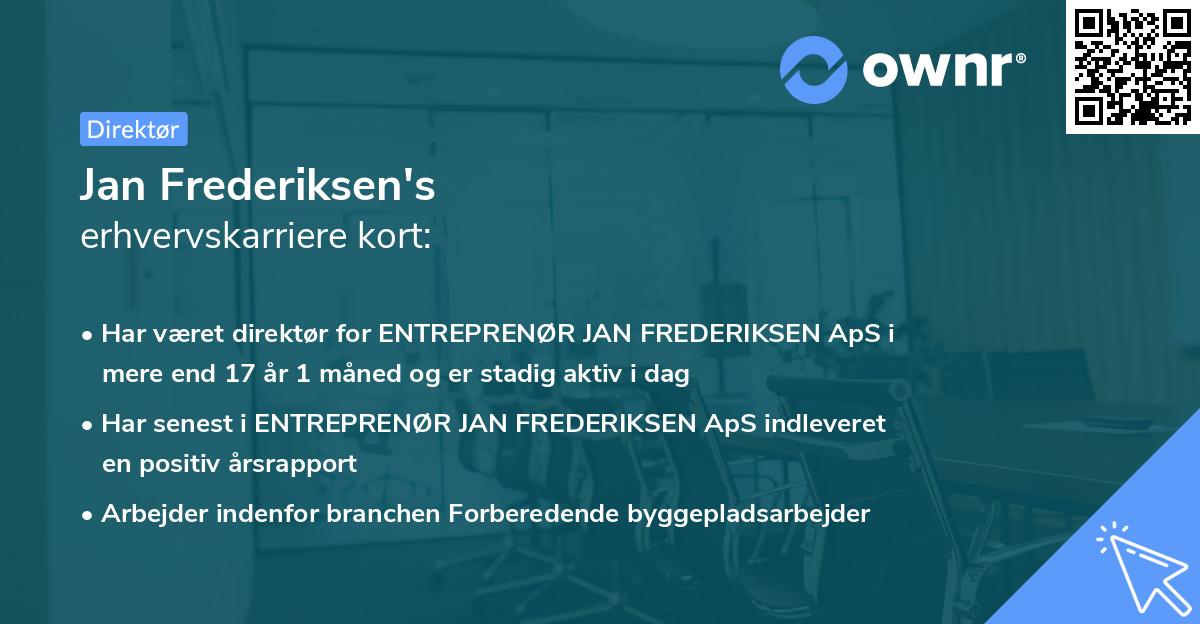 Jan Frederiksen's erhvervskarriere kort