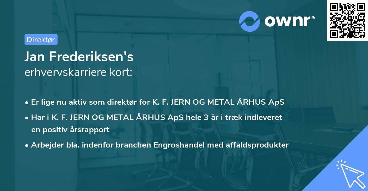 Jan Frederiksen's erhvervskarriere kort