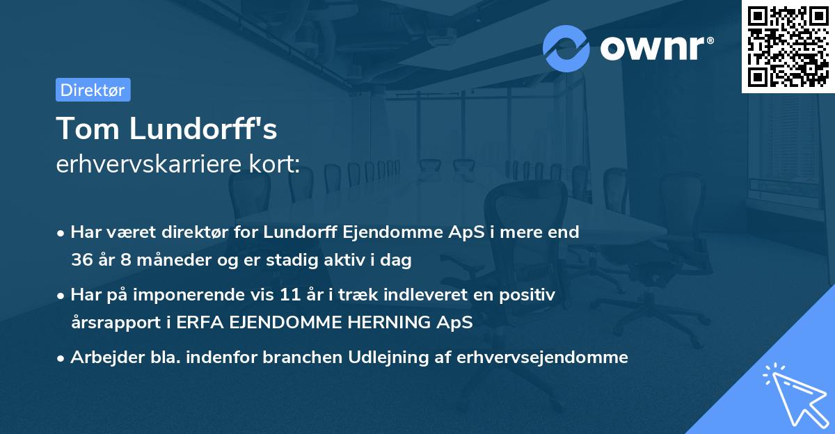 Tom Lundorff's erhvervskarriere kort