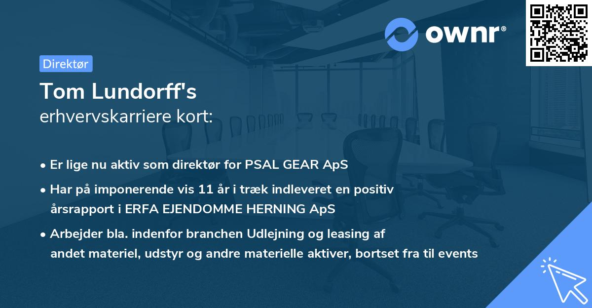 Tom Lundorff's erhvervskarriere kort