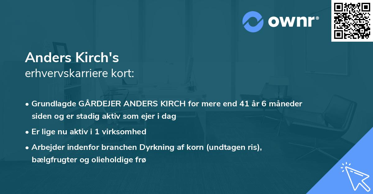 Anders Kirch's erhvervskarriere kort