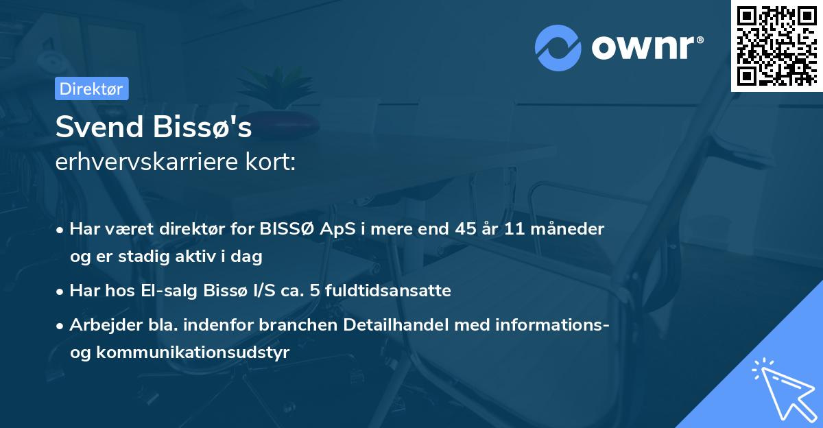Svend Bissø's erhvervskarriere kort