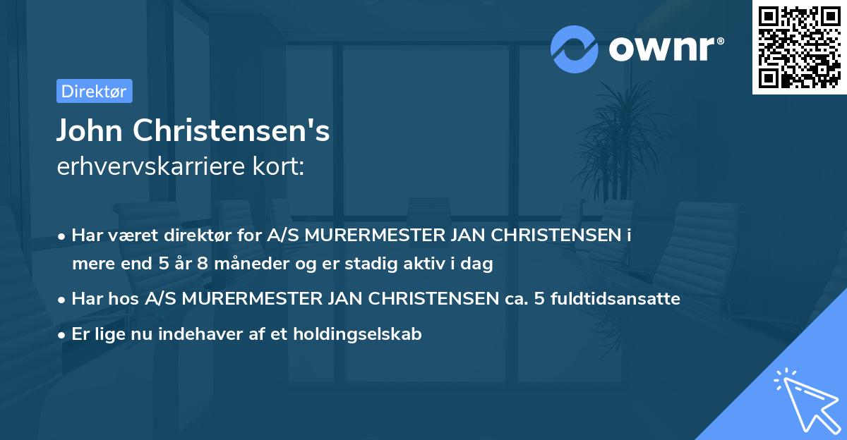 John Christensen's erhvervskarriere kort