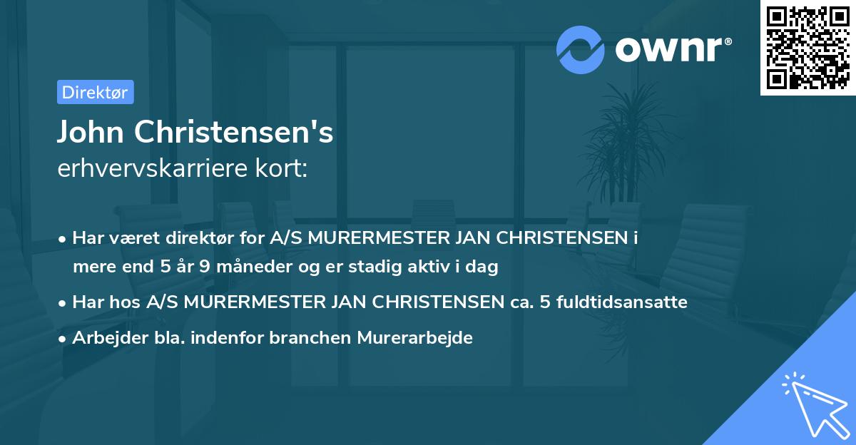 John Christensen's erhvervskarriere kort