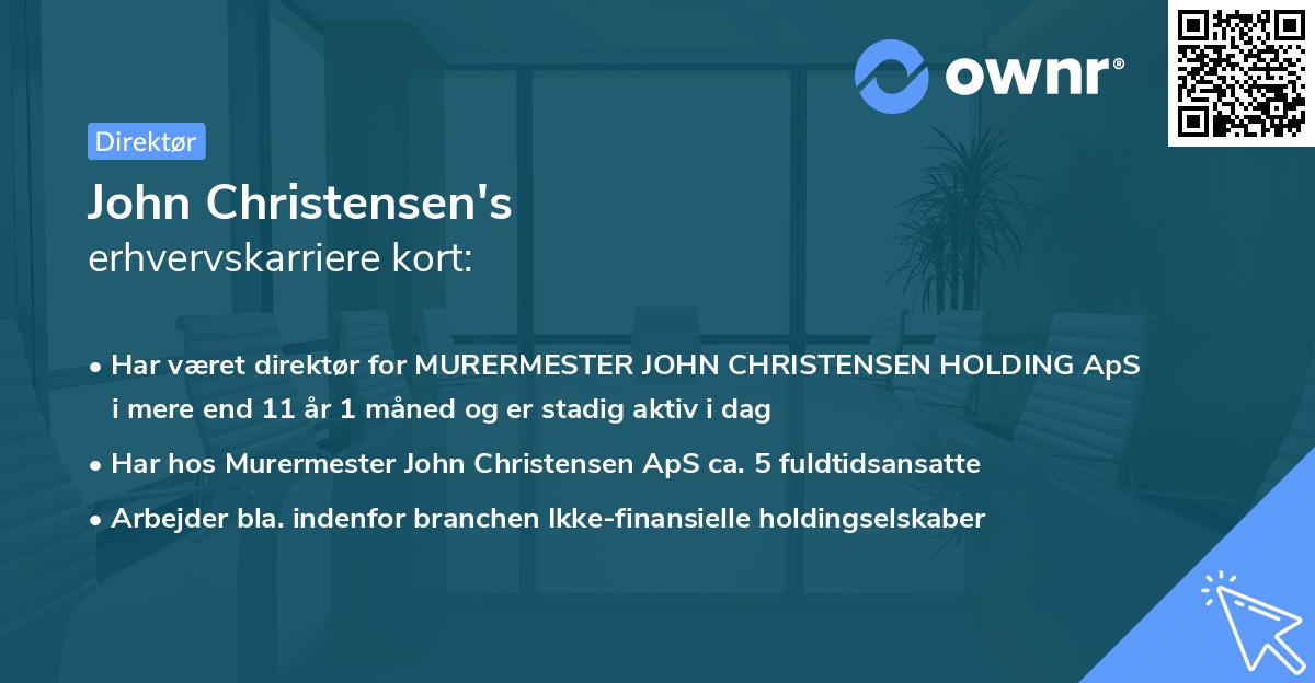 John Christensen's erhvervskarriere kort