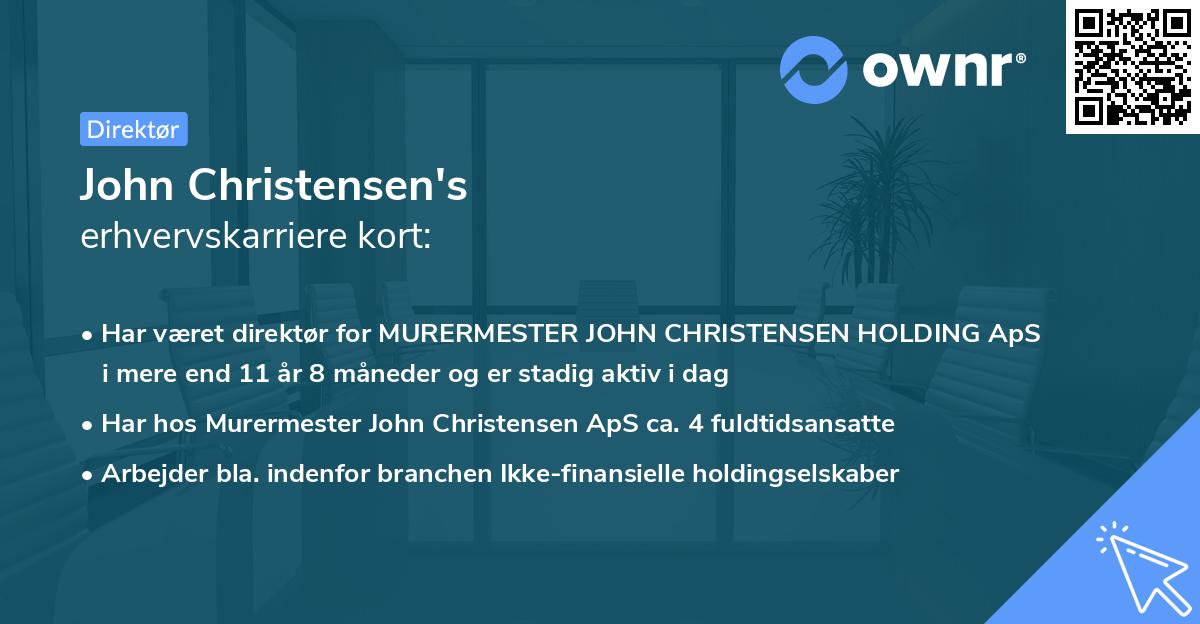 John Christensen's erhvervskarriere kort
