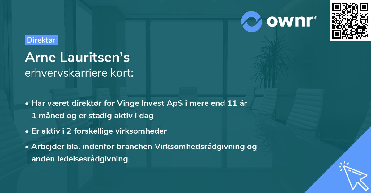 Arne Lauritsen's erhvervskarriere kort