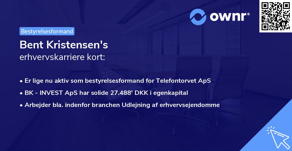Bent Kristensen's erhvervskarriere kort