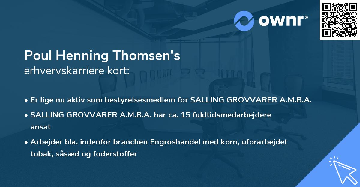 Poul Henning Thomsen's erhvervskarriere kort