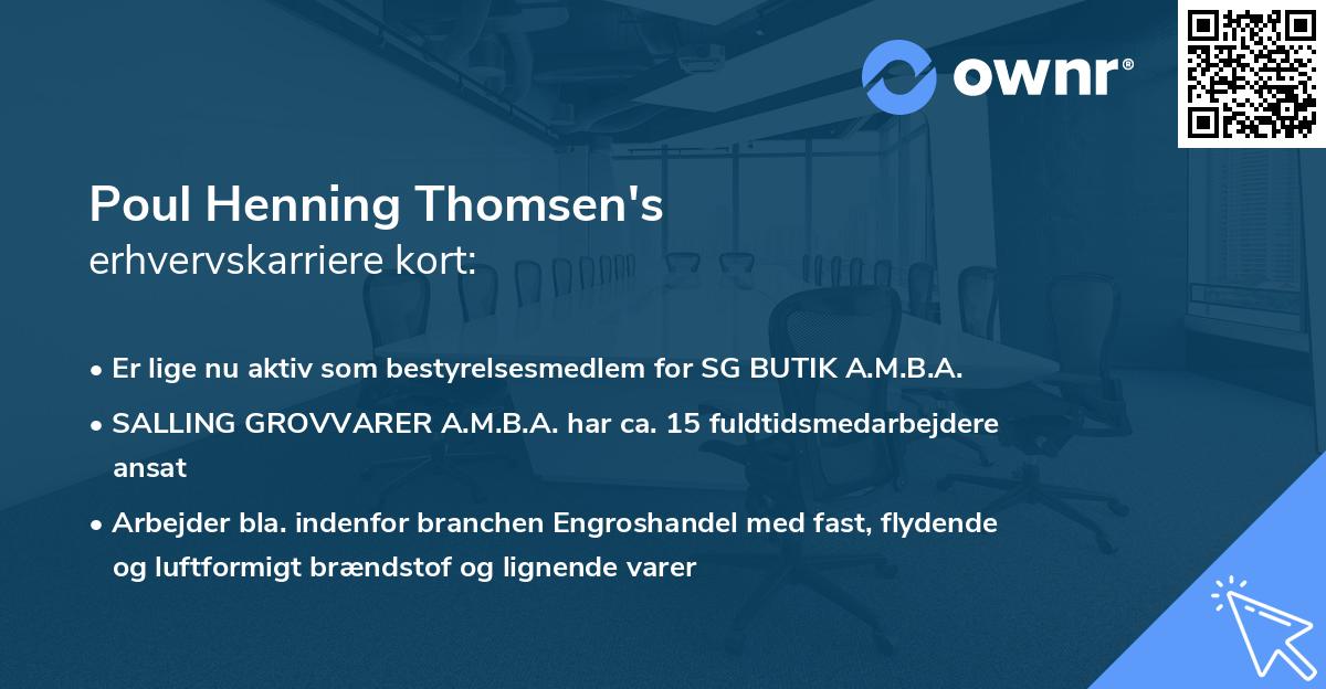 Poul Henning Thomsen's erhvervskarriere kort