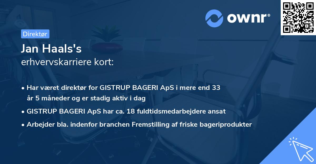 Jan Haals's erhvervskarriere kort