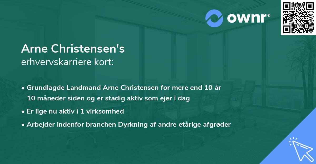 Arne Christensen's erhvervskarriere kort