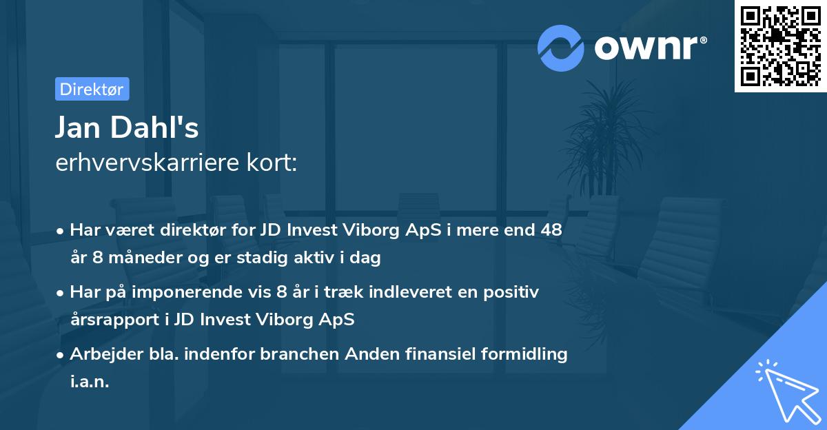 Jan Dahl's erhvervskarriere kort