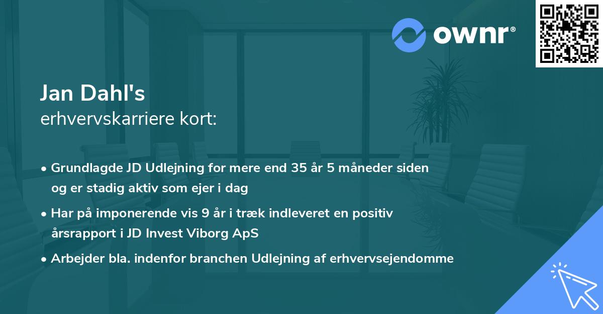 Jan Dahl's erhvervskarriere kort
