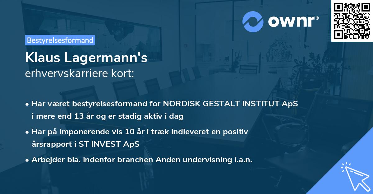 Klaus Lagermann's erhvervskarriere kort