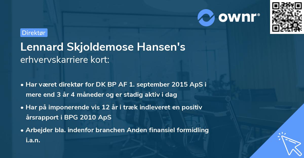 Lennard Skjoldemose Hansen's erhvervskarriere kort