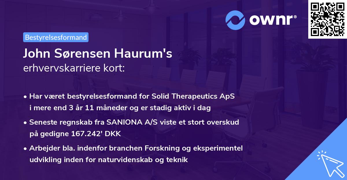 John Sørensen Haurum's erhvervskarriere kort