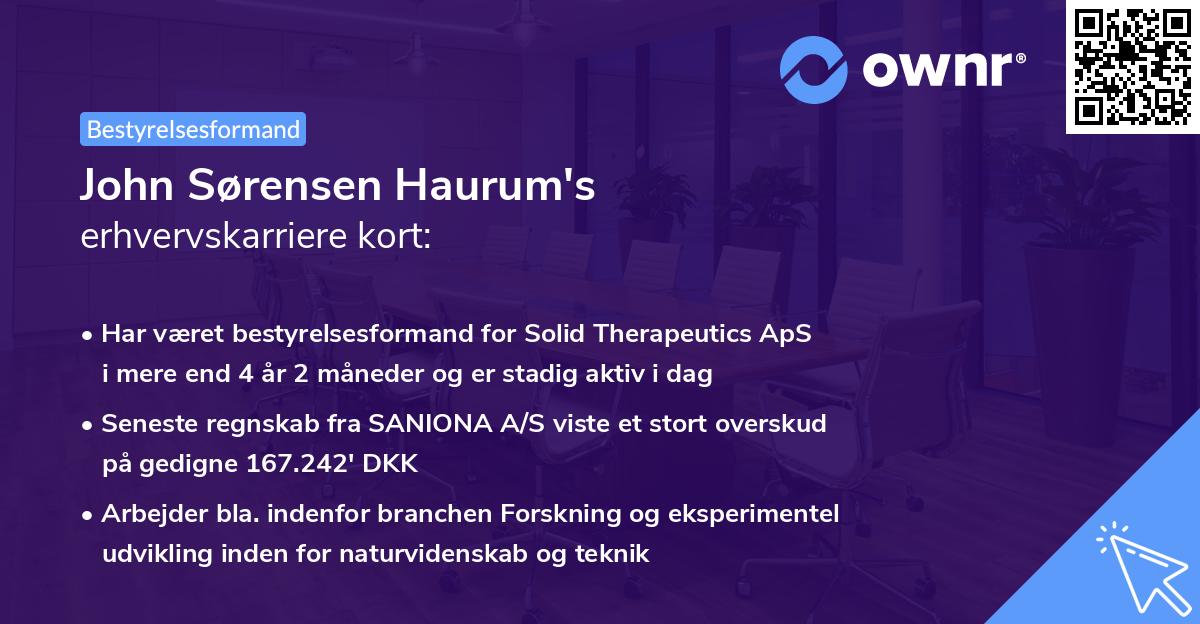 John Sørensen Haurum's erhvervskarriere kort