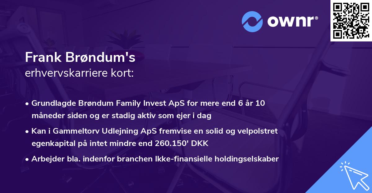 Frank Brøndum's erhvervskarriere kort
