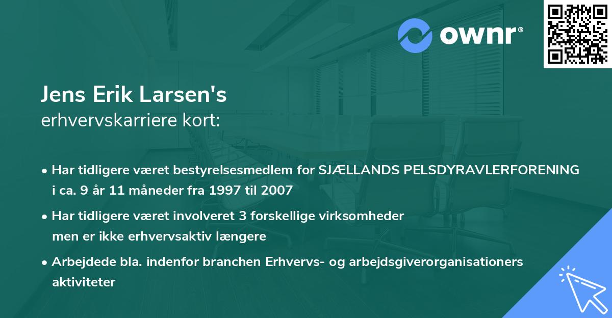 Jens Erik Larsen's erhvervskarriere kort