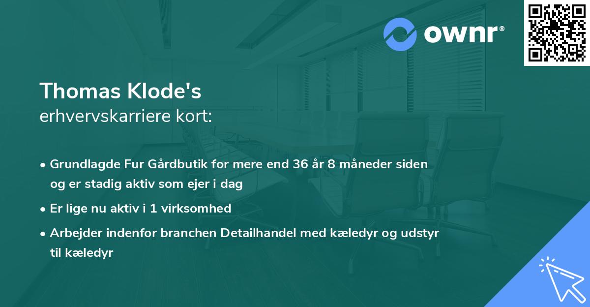 Thomas Klode's erhvervskarriere kort