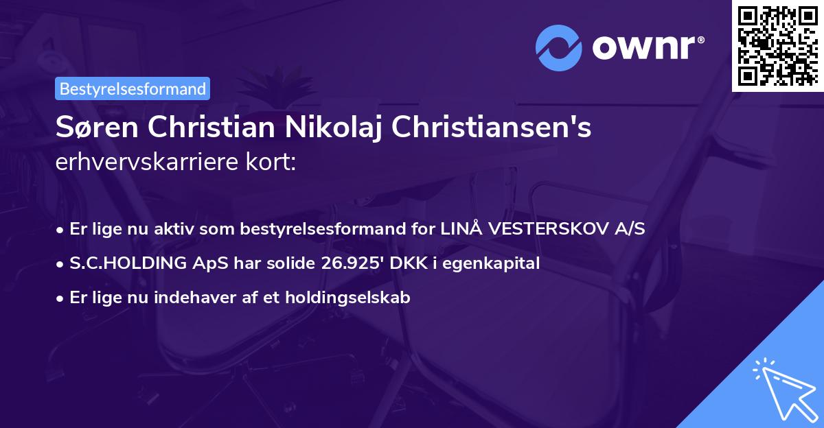 Søren Christian Nikolaj Christiansen's erhvervskarriere kort