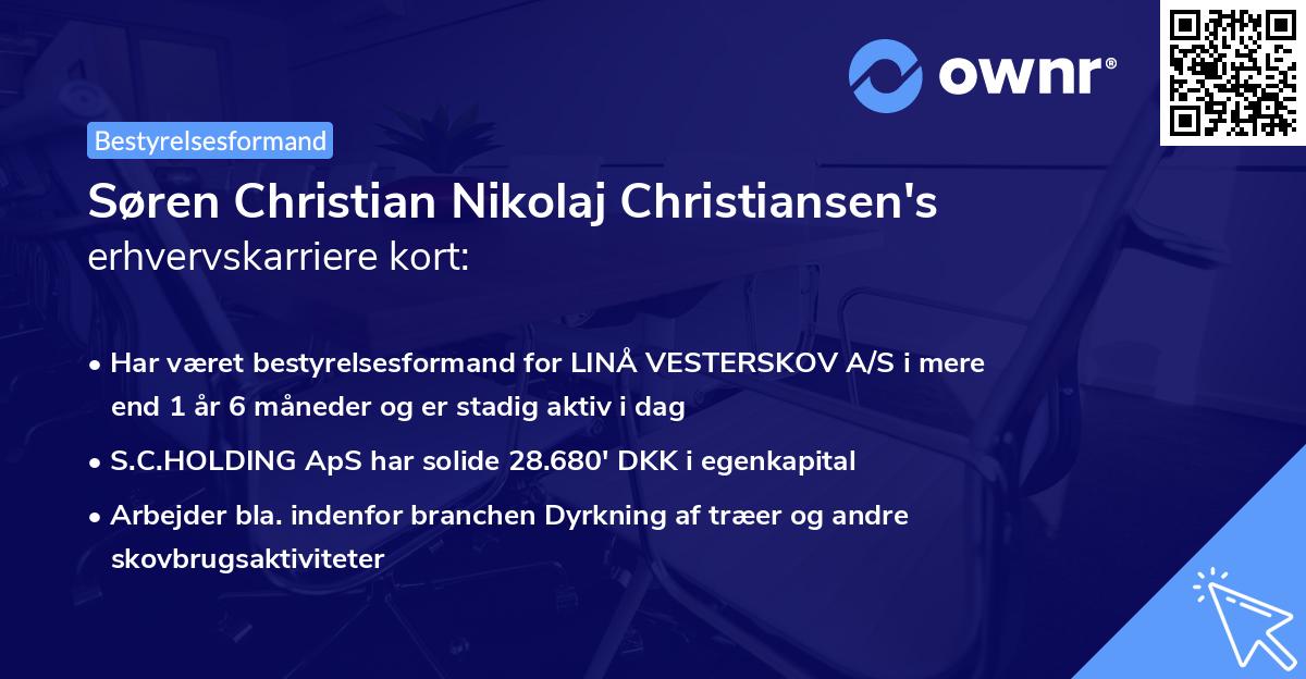 Søren Christian Nikolaj Christiansen's erhvervskarriere kort
