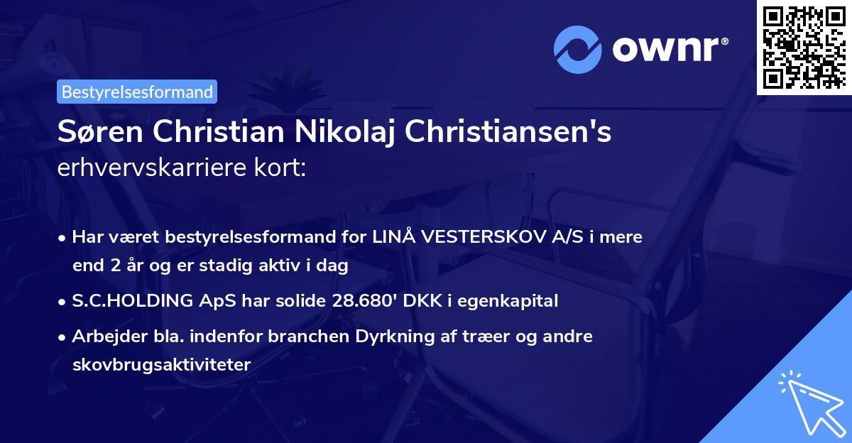 Søren Christian Nikolaj Christiansen's erhvervskarriere kort