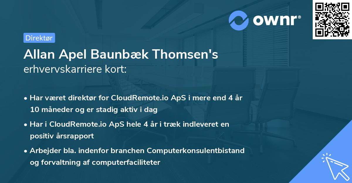 Allan Apel Baunbæk Thomsen's erhvervskarriere kort