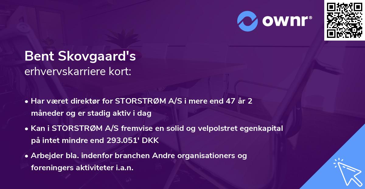 Bent Skovgaard's erhvervskarriere kort