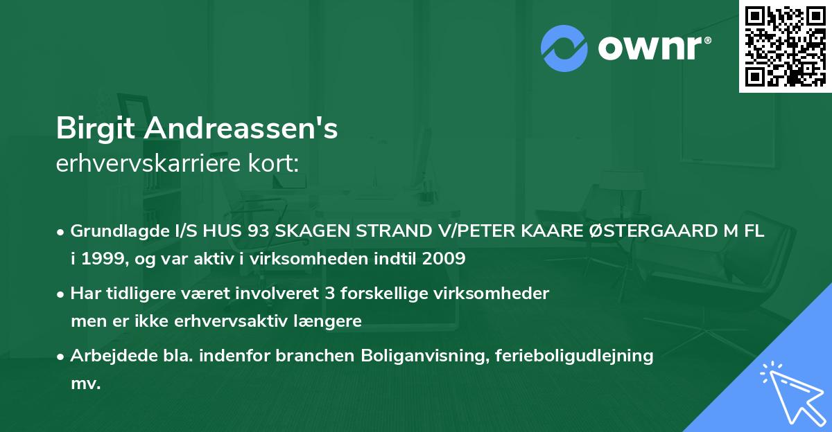 Birgit Andreassen's erhvervskarriere kort