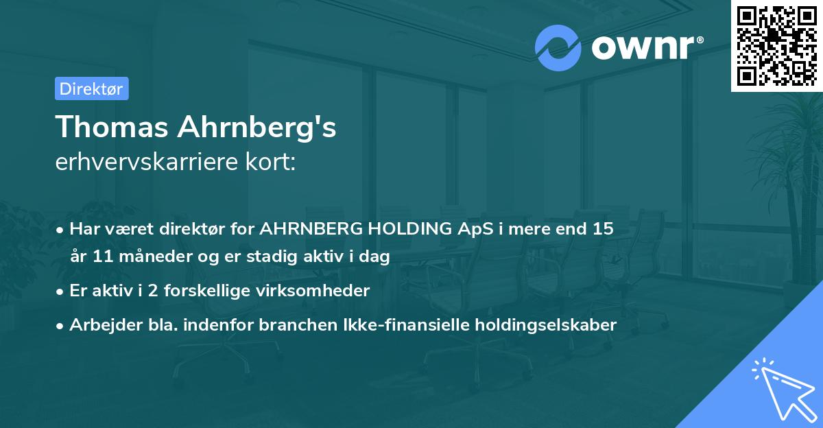 Thomas Ahrnberg's erhvervskarriere kort