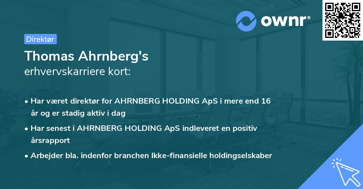 Thomas Ahrnberg's erhvervskarriere kort
