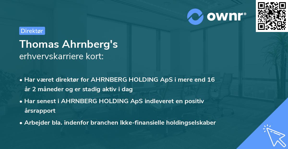 Thomas Ahrnberg's erhvervskarriere kort