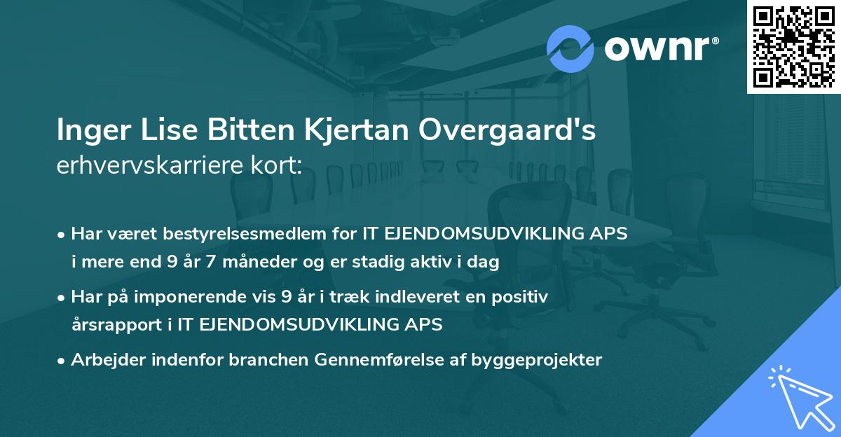 Inger Lise Bitten Kjertan Overgaard's erhvervskarriere kort