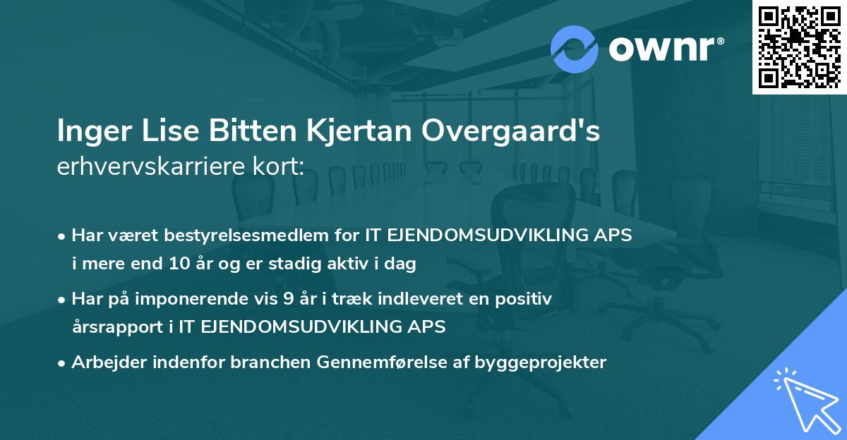Inger Lise Bitten Kjertan Overgaard's erhvervskarriere kort
