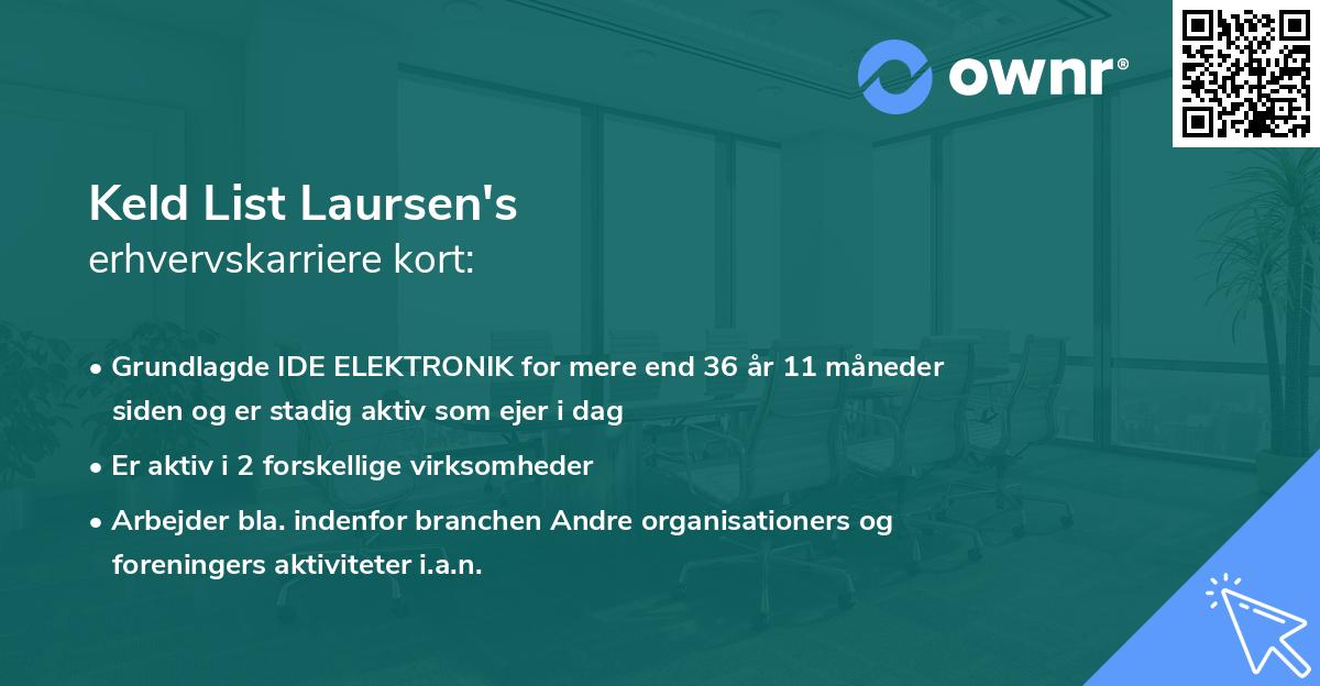 Keld List Laursen's erhvervskarriere kort