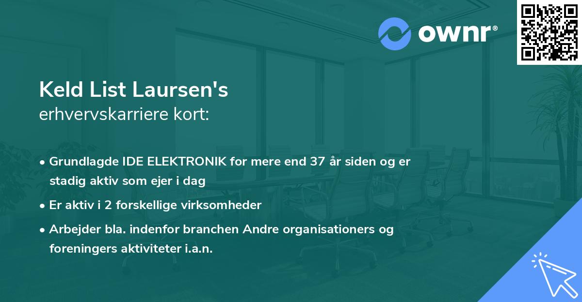 Keld List Laursen's erhvervskarriere kort