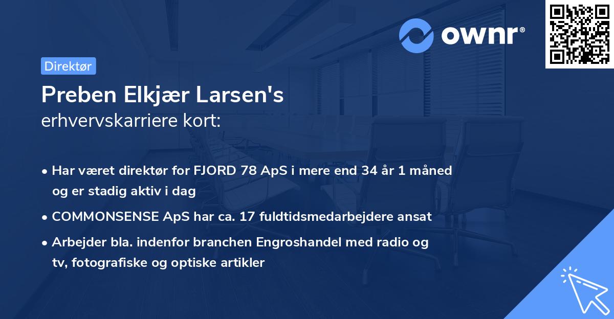 Preben Elkjær Larsen's erhvervskarriere kort