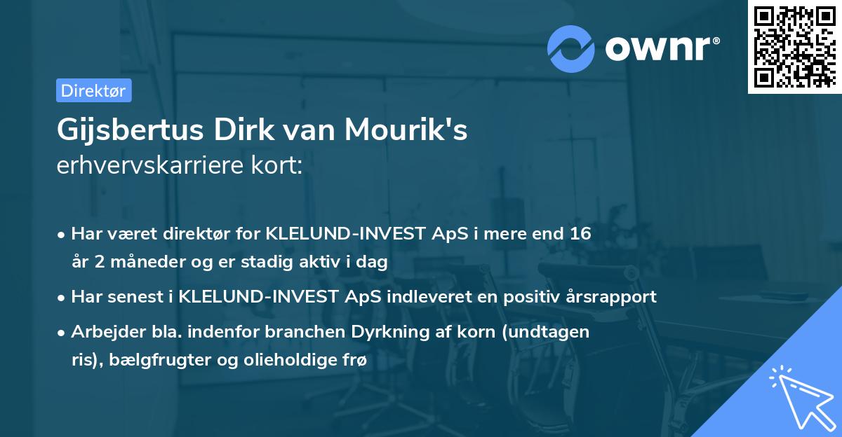 Gijsbertus Dirk van Mourik's erhvervskarriere kort