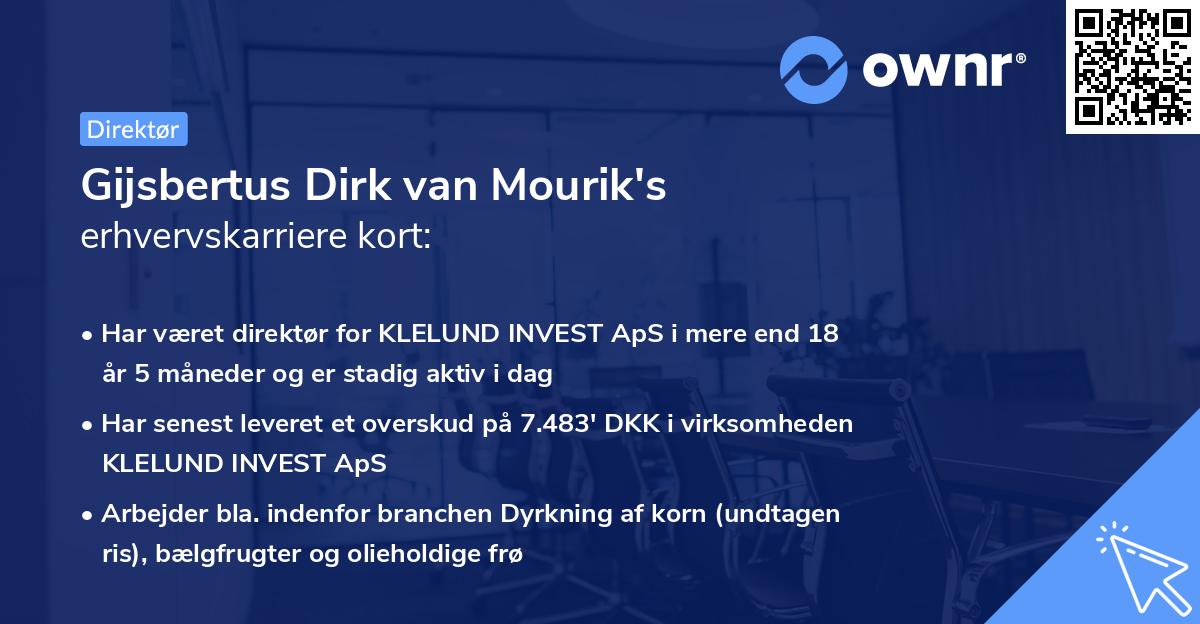 Gijsbertus Dirk van Mourik's erhvervskarriere kort